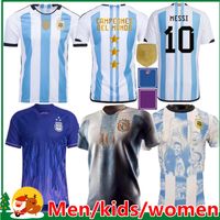 2022 2023 3 estrellas Jerseys de fútbol de Argentina 22 23 Dybala di Maria Messis Martinez de Paul Maradona Fernández Kits Kit / Hombres Mujeres Camisa de fútbol / Fans Versión