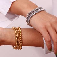 Men Women Jewelry Bracelets Strand Beaded Stainless Steel 18...