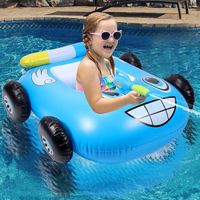 US Stock Pool Float for Kids Car Forme de voiture gonflable Board de voiture avec pistolet à eau à Squirt sur le radeau pour bébé pour bébés Party Pool Pish Bdqcqjnwmm