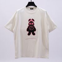 23SS Italia Men Rabit ricamo maglietta per maglietta High Street Summer Skateboard Casual Streetwear Cotton Tshirt