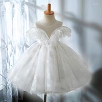 Fille robes princesse fête d'anniversaire pour blanc dentelle manches a-ligne robe de bal Tulle enfants mariage fleur filles Vestido