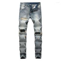 Jeans para hombres 2023 Marca de marca Hole rasgado Casual Slim Flinny Biker Men pantalones Fashion Hip Hop Pantalones de mezclilla 28-42