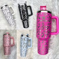 Pink StanIley LOGO 40oz Leopard stainless steel tumbler with...