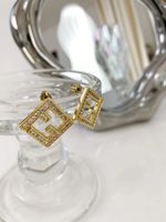 Diseño antiguo de marca de lujo Diamante Full Diamond F Stud 18K Gold Women LOGO LOGO ESTEL ELLECHO PARAS DANGLES DE LOS GIRLES Joyas de boda