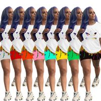 2023 Designer Brand Jogger costumes Summer Tracksuit Femmes Deux ensembles de 2 pièces Plus Taille 3xl Ternites T-shirts à manches courtes Shorts Casual Print Sports Costume en gros 9568-6
