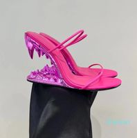 Sandali con tacco alto tacco da donna a forma di cuneo combinazione di pizzo aperto scarpe profilate 11 cm scarpe da design classiche estate decorazioni in metallo decorazione argentata 35-41