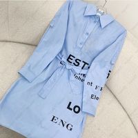 Kleid Womens Designer Kleidung Freizeitkleider Buchstabe bedruckte Langerlese-Hemd Rockgürtel Schlanker locker gerader Röcke