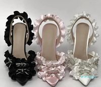 Sandálias 2023 Mach Sapatos de salto alto feminino de salto alto preto e branco Rosa de 11 cm de renda de renda