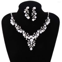 Orecchini di collana set incantesimo perle di lusso da sposa per donne set di girocollo