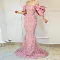 Party Dresses Luxury Lace Mermaid Prom Dress Off Shoulder Fl...