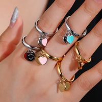 Cute Double Heart Ring with Stamp Women Heart Letter Finger ...