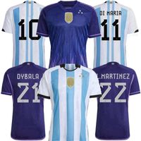 플레이어 팬 아르헨티나 축구 유니폼 2022 2023 E.Fernandez J.Alvarez Martinez Dybala Di Maria Maradona Mac Allister 골키퍼 전국 축구 어린이 셔츠 4xl