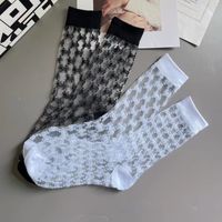 Mujer letra de chicas calcetines transparentes letras de moda transpirable calcetín de verano blanco 2 estilos