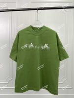 Хлопковая лайкра ткань 23SS Дизайнерская мужская футболка летняя футболка с коротким рукавами женская валентинка роскошная футболка мода изношенная буква граффити.