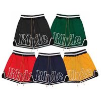 Дизайнерские мужчины Limited Rhude Shorts Summer Swing Короткая длина колена хип -хоп High Street Training Training пляжные брюки мужские эластичные талию сетчатые спортивные штаны