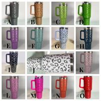 In stock! 40oz Leopard Print Tumblers With Handle Stainless ...