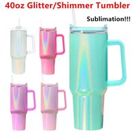 40oz Sublimation Glitter Tumbler with Handle Shimmer Tumbler...