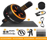 Accesorios Kit de ruedas de entrenamiento de fuerza de rueda de rueda AB con tapete de rodilla Músculos abdominales Equipo de ejercicio para hombres Home5468568