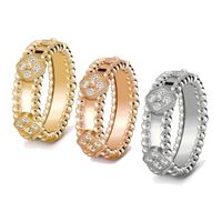 Anello di trifoglio perlee dolce trifoglio anello fortunato anelli di fidanzamento anello alhambras vintage per donne anelli coppia maschile oro oro argenteo