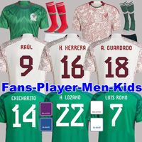 2022 2023 Messico maglie da calcio giocatore fan versione H.LOZANO CHICHARITO RAUL DOS SANTOS WORLD 22 23 CUP GUARDADO maglia da calcio donna uomo bambini imposta uniforme