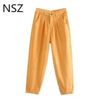 Jeans para mujeres NSZ Mujeres Naranjas Momas Destructadas Pantalones de mezclilla de pierna ancha con pantalones de mezclilla Harem Streetwear