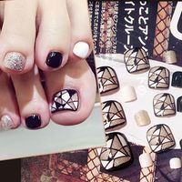 False Nails 24 Pcs Set Fashion Foot Nail Tips Glitter Geomet...