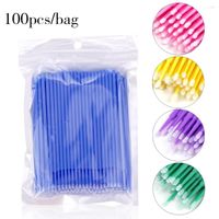 False Eyelashes 100Pcs bag Disposable Micro Brush Cotton Swa...