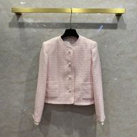 Jackets femininos da primavera Designer de outono para mulheres Botões de pérola de alta qualidade Tweed Coat F021