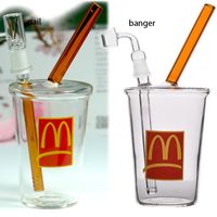 McDonald's Glass Water Bogns tubería de humo Hookahs Caborrilias de vidrio con cabeza Cojinete de aceite con banger de 14 mm 7.9 pulgadas