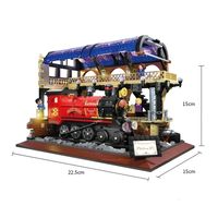 كتل MOC الإبداعية التقنية التعليمية Toys Magic Train Railway Station Model Building Build Boys Assembly Bricks Kids Higdts 230504