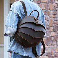 Backpack Men' s Crazy Horse Leather Retro Beetle Style Sc...