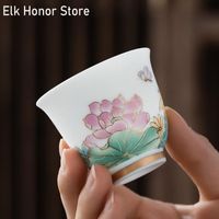 Teekannen 2 teil/los 45 ml Handgemalte Lotus Kunst Keramik Teetasse Jingdezhen Einzigen Tasse Kung Fu Tee Master Tasse Haushalt wasser Tasse Trinkgeschirr