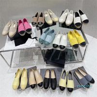 Canvas Shoes loafer Espadrilles 100% настоящий кожаный дизайнер-дизайнер Lambskin Летние весенние квартиры размером 34-42 женские туфли удобная случайная непринужденная роскошная крышка Quilti Quilti