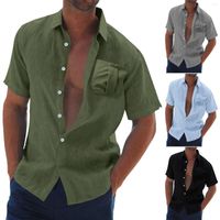 Camisas casuales para hombres camisa de color sólido vintage para hombres 2023 primavera verano moda de manga corta caluelas sueltas blusas blusas