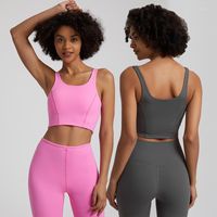 Yoga Kıyafet Tereyağı Yumuşak Uzun Longline Spor Sütyen Kadınlar için Telifle Yastıklı Orta Destek Mahsul Sütyenler Push Up Gym Koşu Egzersiz Tank Tops