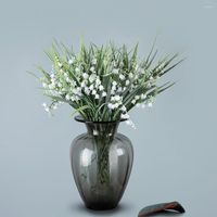 장식용 꽃 6pcs 인공 녹색 식물 아름다운 목회 스타일 DIY 가정 장식 가짜 벨 플라워