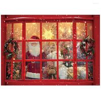 Party Decoration Christmas Backdrop Santa Claus By The Windo...