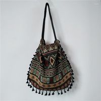 Вечерние сумки Винтажные богемные бахровые сумки для плеча женщины кисточка бого хиппи цыганные женские сумочки открыты