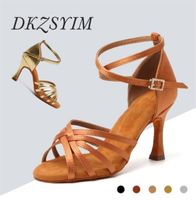 DKZSYIM Women039s Latin Dance Shoes Suede Soles Ballroom Tan...