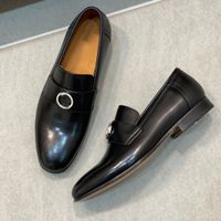 Tasarımcı Klasik Erkekler Elbise Ayakkabı Siyah Toka Gerçek Deri Ayakkabı Oxfords Mens Moda Ofis Kariyer Düğün Eğitmenleri Ayakkabı Boyutu 38-45