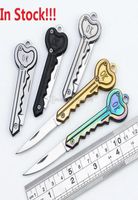 5 Farben Schlüsselform Mini Klappmesser Outdoor Säbel Taschenfruchtmesser Multifunktionales Schlüsselanhänger Messer Schweizer Selbstverteidigungsmesser E9548639