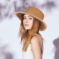 Anchos sombreros de ala rafia rafia plegable protector solar sombrero coreano coreano femenino