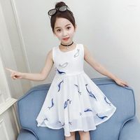 Vestidos de menina vestido de festa de verão para moda pequena moda chiffon criança princesa cool respirável roupas de 12 anos