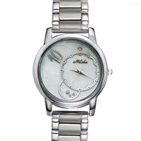 손목 시계 45% 할인 둥근 케이스 구리 시계 여성 흰색과 금색 귀여운 다이얼 와이드 밴드 손목 시계