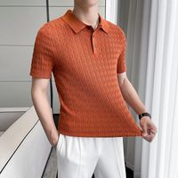 Erkek Polos Jacquard Polo Gömlek Erkekler Üst düzey Lüks Top 2023 Yaz Günlük Yakası Kısa Kollu T-Shirt Kore Moda