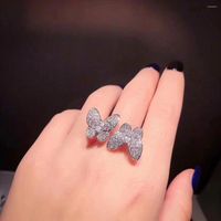 Cluster Rings Luxury High- End Jewelry Twin Butterfly Zircon ...