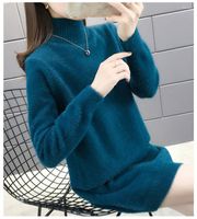 Sweaters de mujeres 2023 Pechuzadores de mujeres Femenino Otoño Invierno Invierno Medio Suéter Medio de cuello alto IMITACIÓN VELVET VELVET