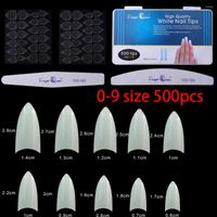 Uñas falsas 500pcs/en caja 0-9 tamaño natural plástico plástico falso media cubierta larga extensión herramientas para el diseño de uñas