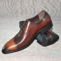 Scarpe per abiti uomini Oxford Design italiano Fashion Brown Double Color Office Punte Formal Punta