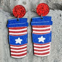 Dangle Earrings American Flag Memorial Independence Day Prin...